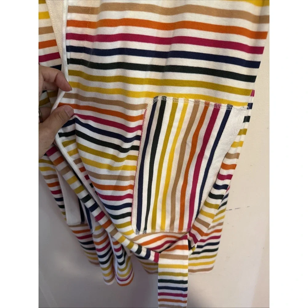 Anthropologie Lilka Rainbow Striped Hooded Robe with Tie Size S/M